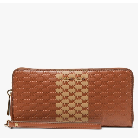 NWT Michael Kors  womens jet set Continental camel full zip wallet - Picture 9 of 10